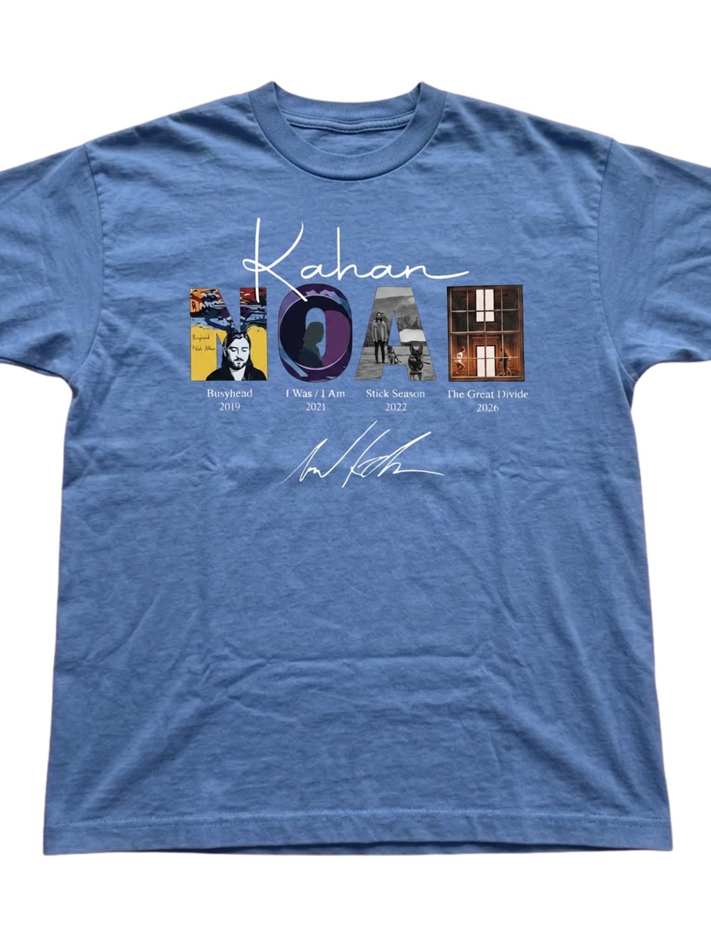 Gildan Kahan Tour Graphic Tee in Dusty Blue